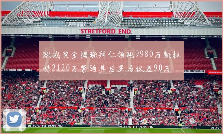 欧战奖金揭晓拜仁领跑9980万凯拉特2120万紧随其后罗马仅差90万